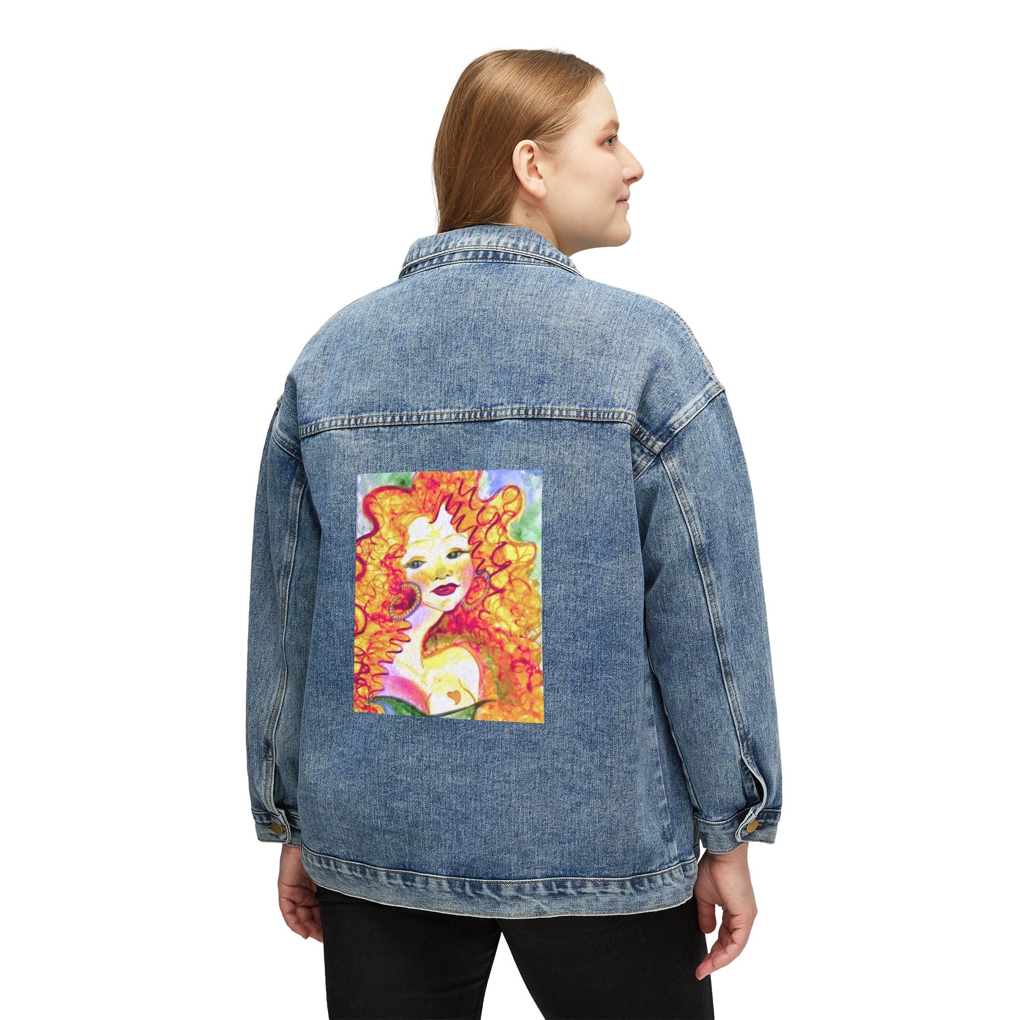 Pisces Goddesses Watercolor Denim Jacket - Retro 90s Women's Fashion