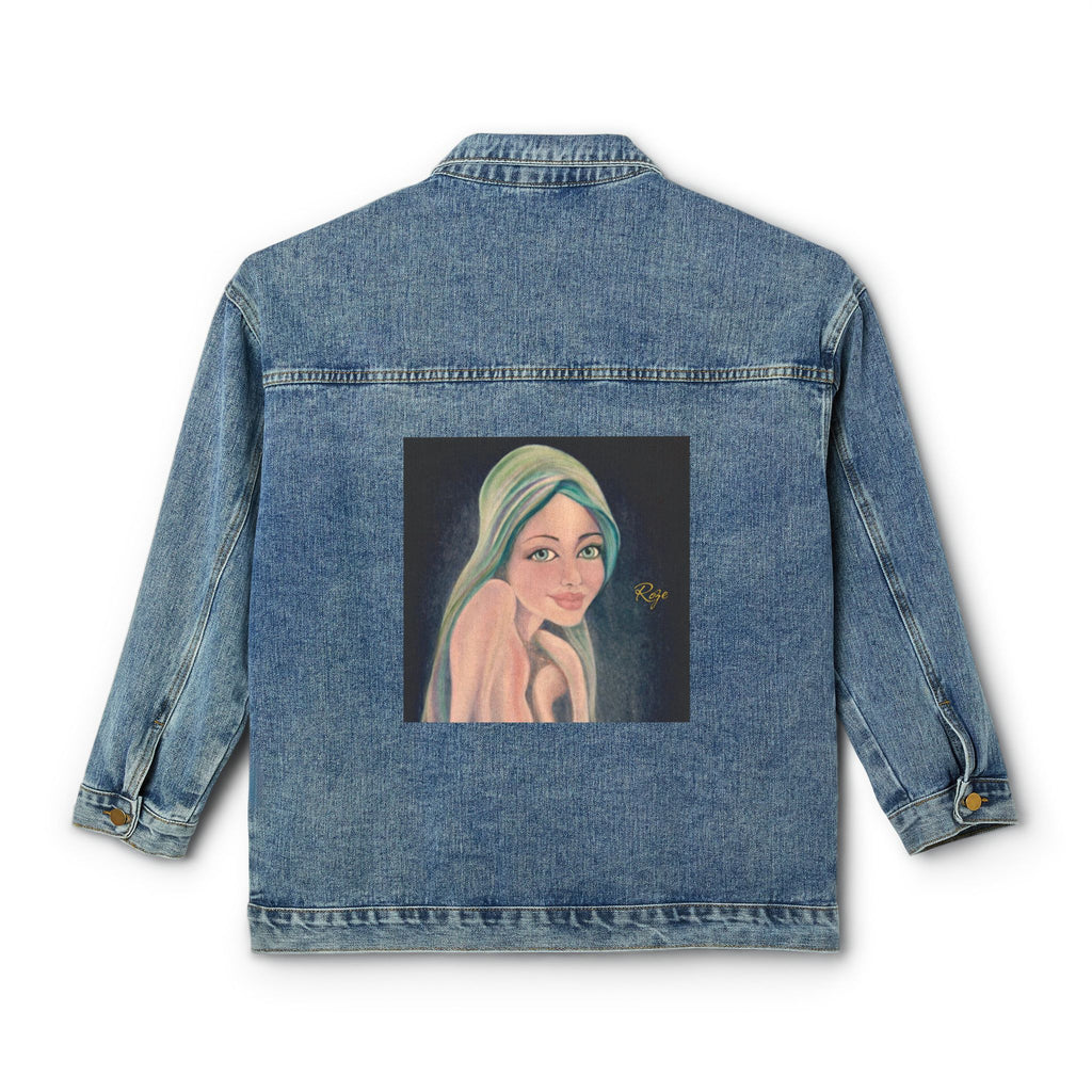 Women's Denim Jacket — 'Roze' 90s-Inspired Oil Painting Print by Jena Gibson