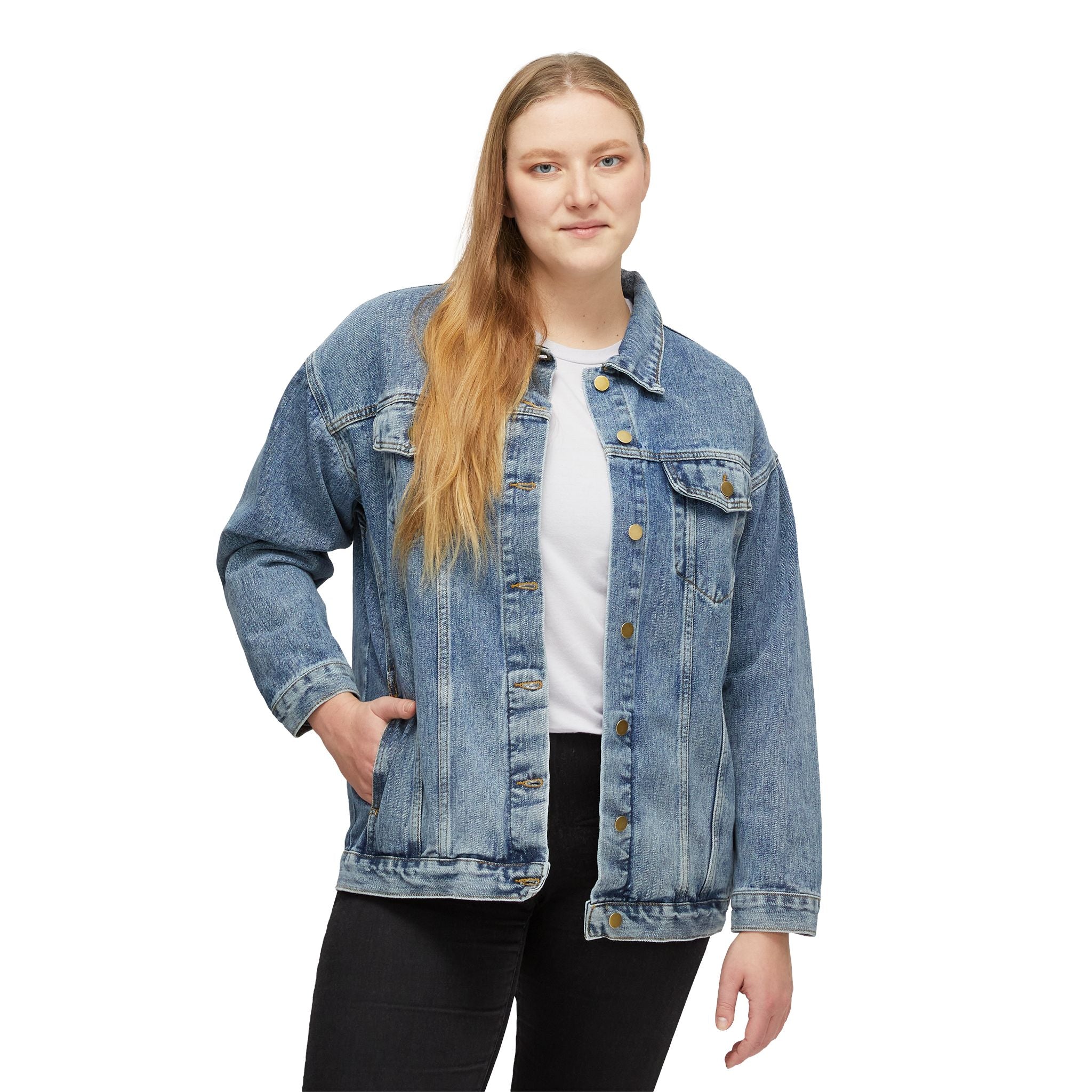 Women's Denim Jacket — 'Roze' 90s-Inspired Oil Painting Print by Jena Gibson