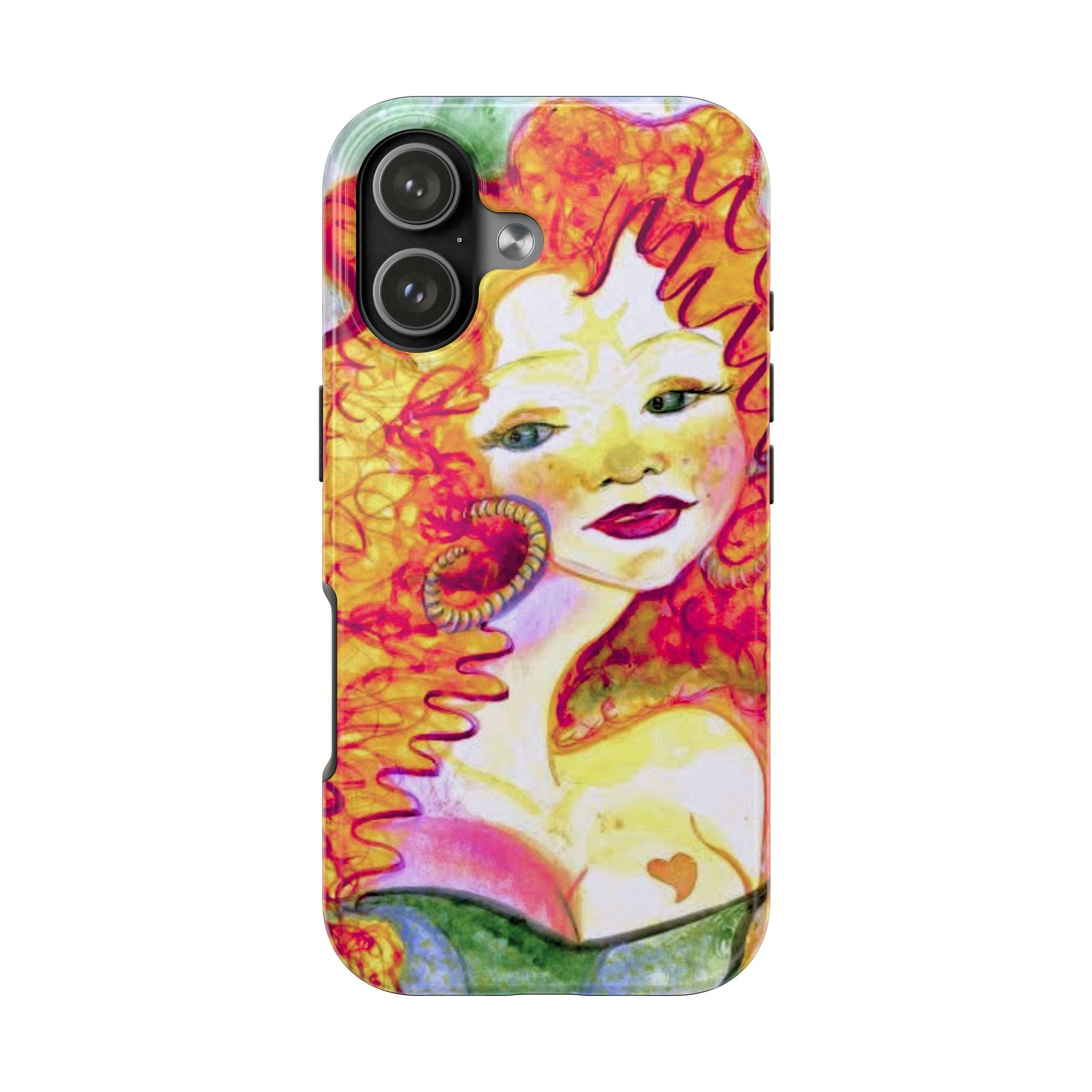 Sunset Siren Tough Phone Case — Vibrant Redhead Mermaid Art