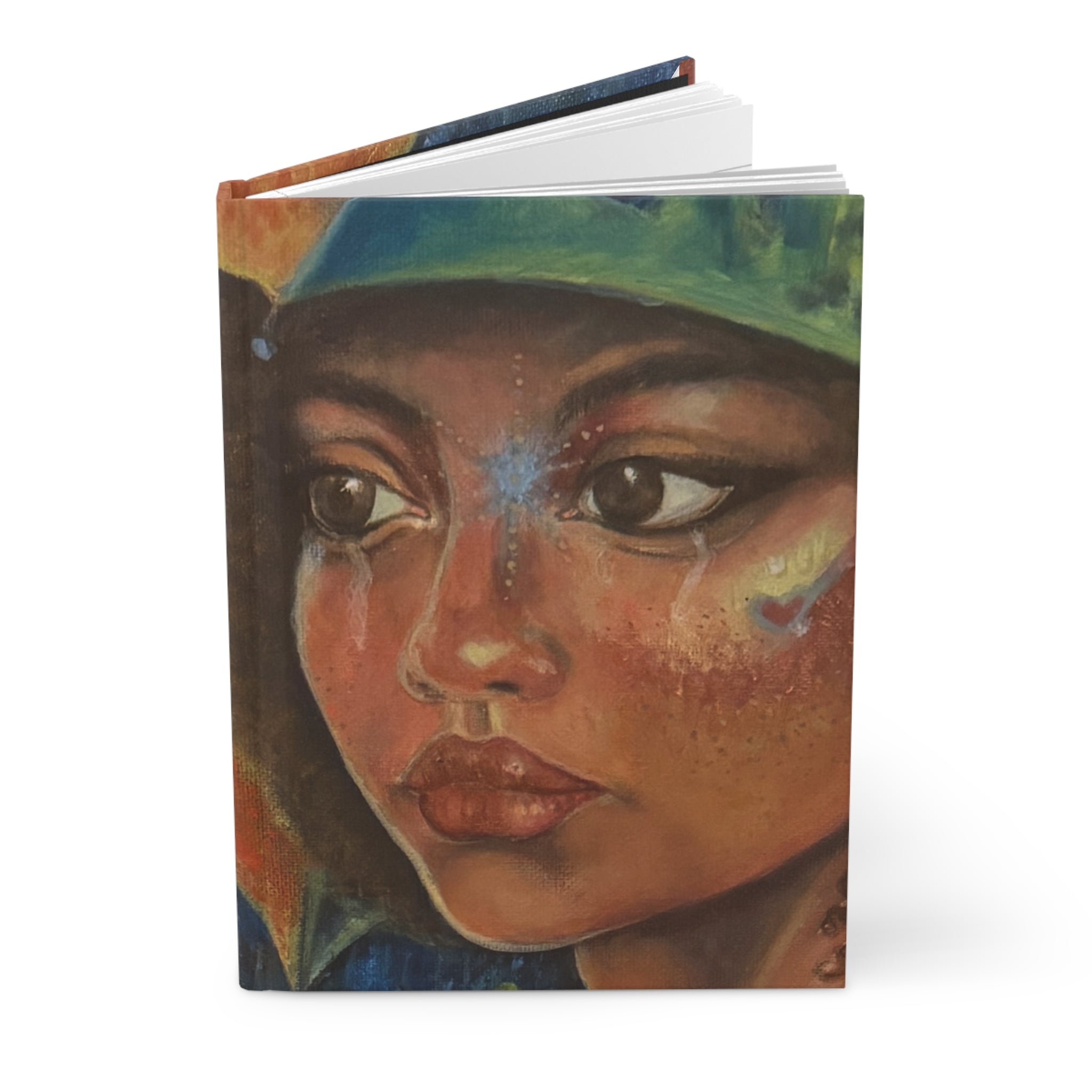 Hardcover Journal — Portrait Art Notebook with Ethereal Female Face Cover